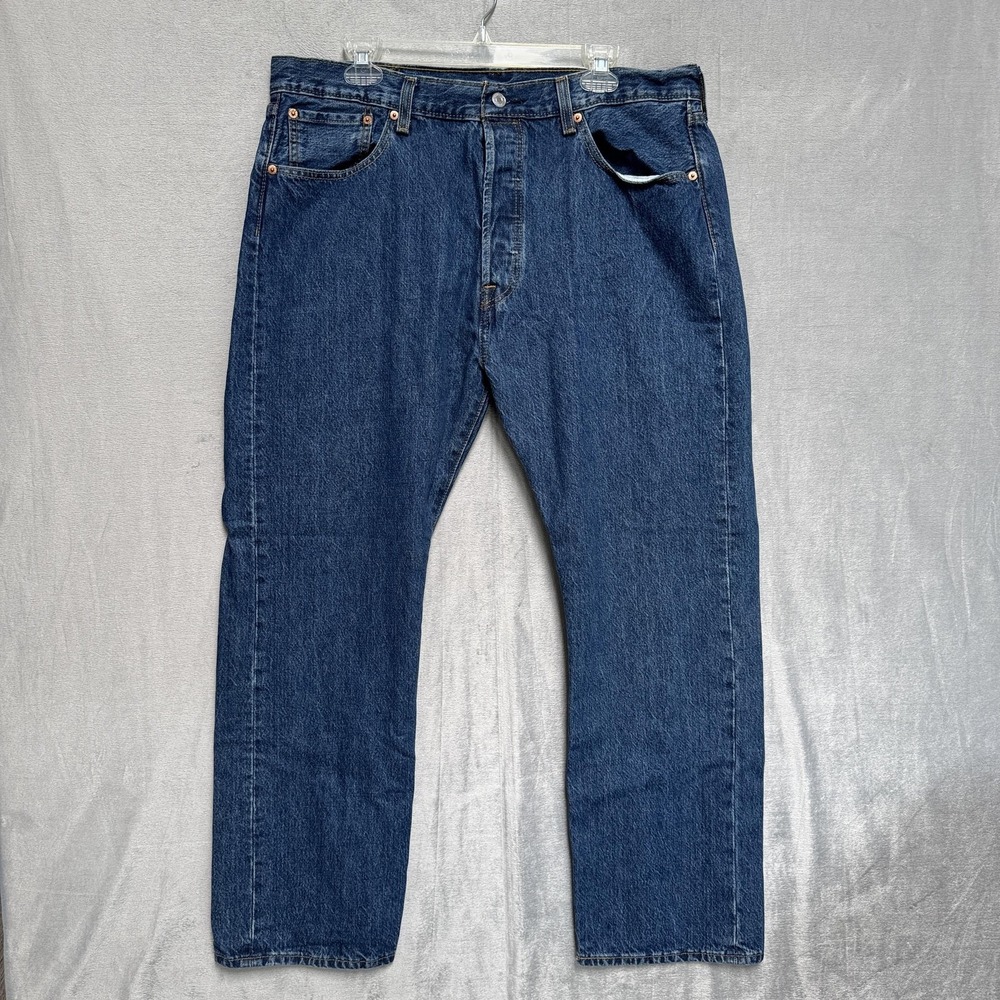 Levis 501 Jeans Mens 38x30 Blue Dark Wash Straight Denim Regular Fit Cotton‎